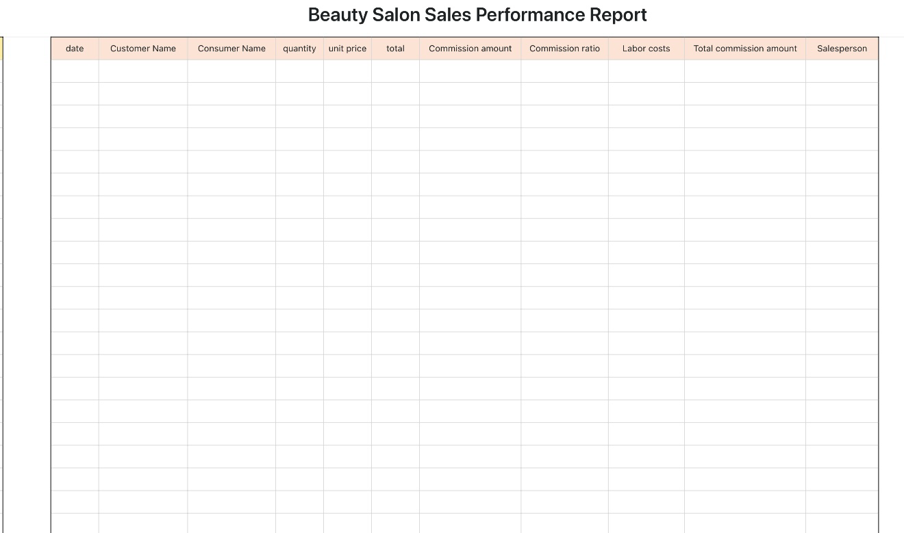 Beauty salon sales performance report 1